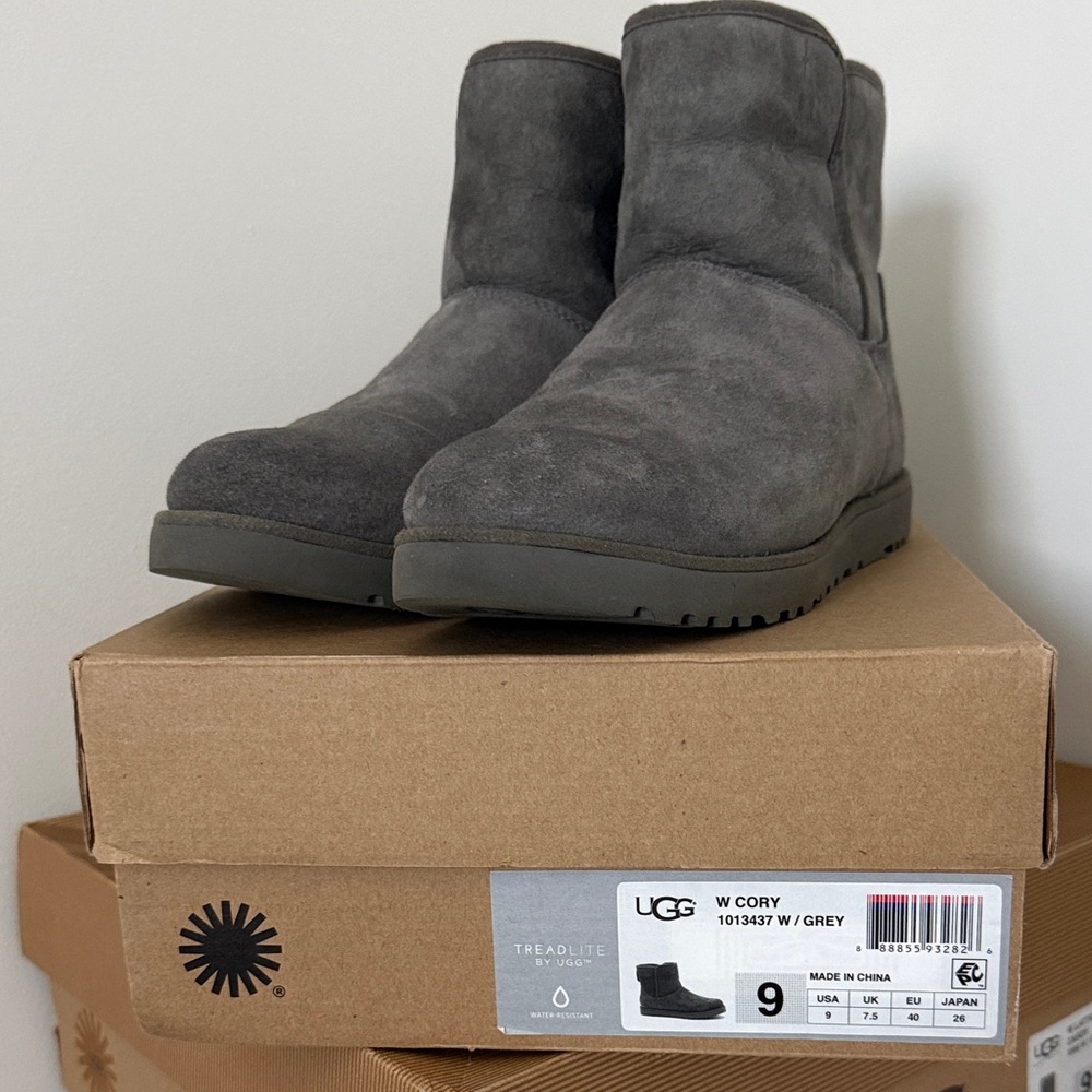 UGG Women’s W/Cory Short Boot - Grey Suede